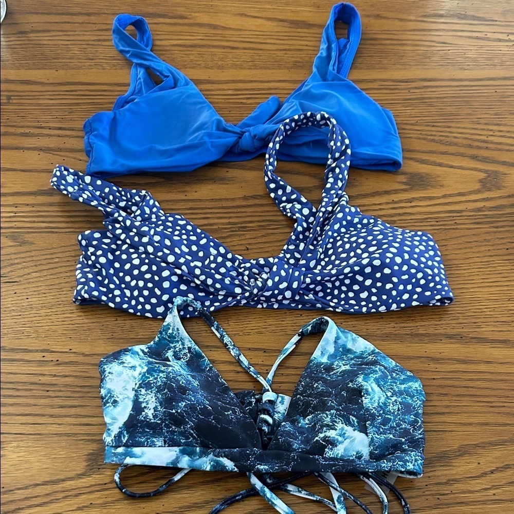 SHEIN Blue and Patterned Bikini Tops